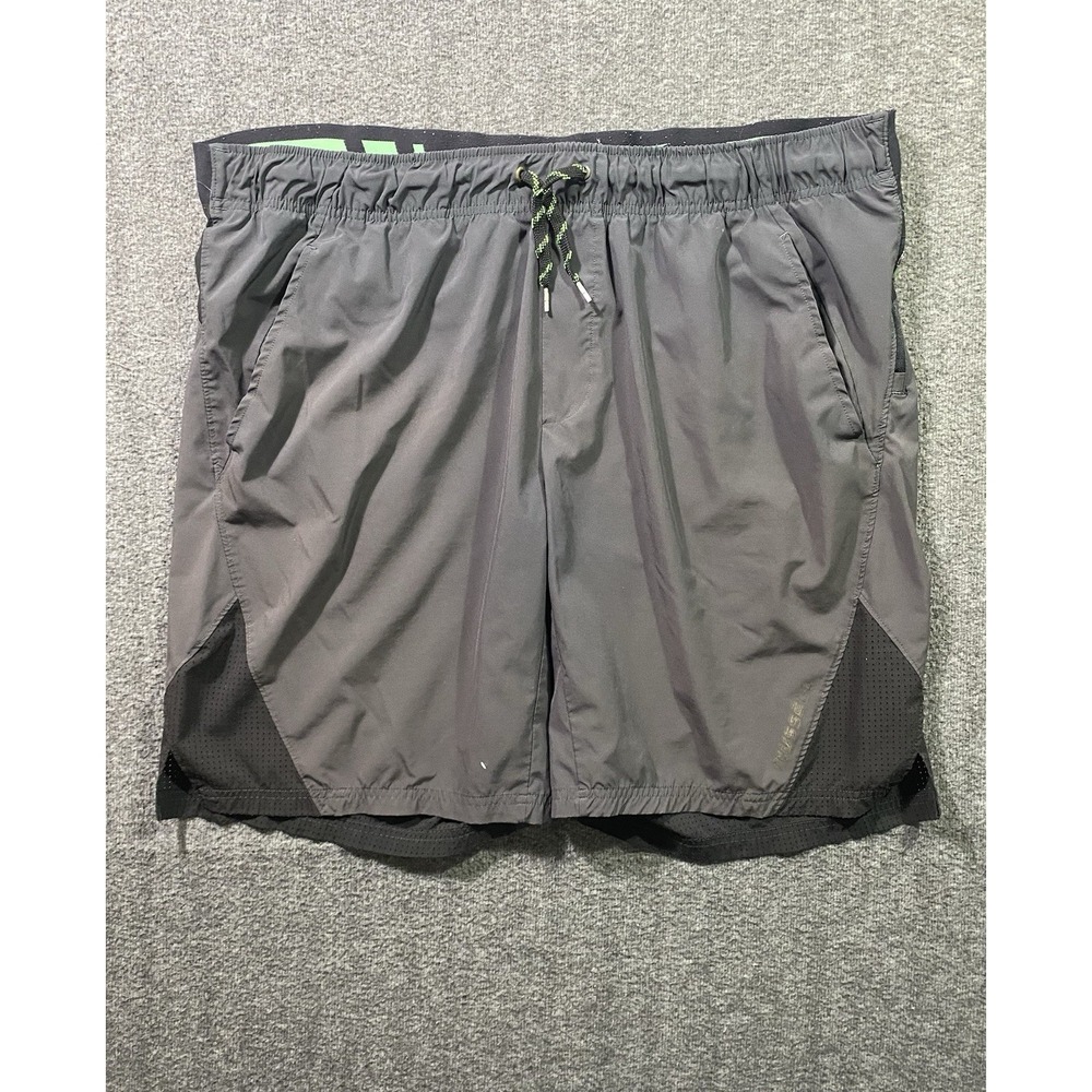 Russell Shorts Running Gym Mens Gray Elastic Waist Pockets Size L-36-38